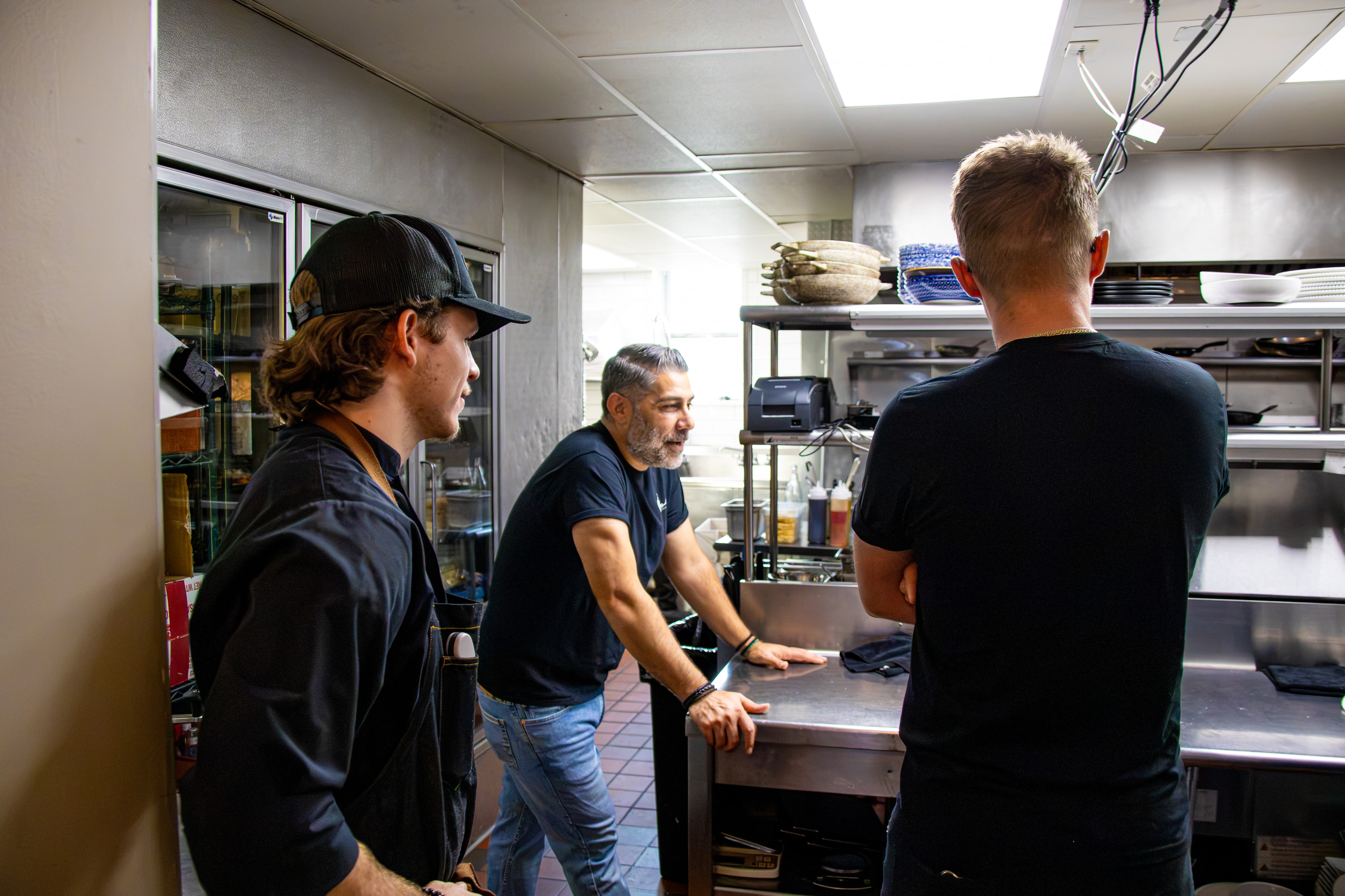 Kitchen team huddle